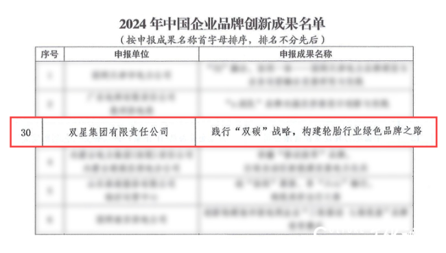 半岛游戏网址轮胎行业唯一双星集团荣获“中国企业品牌创新成果奖”(图1)